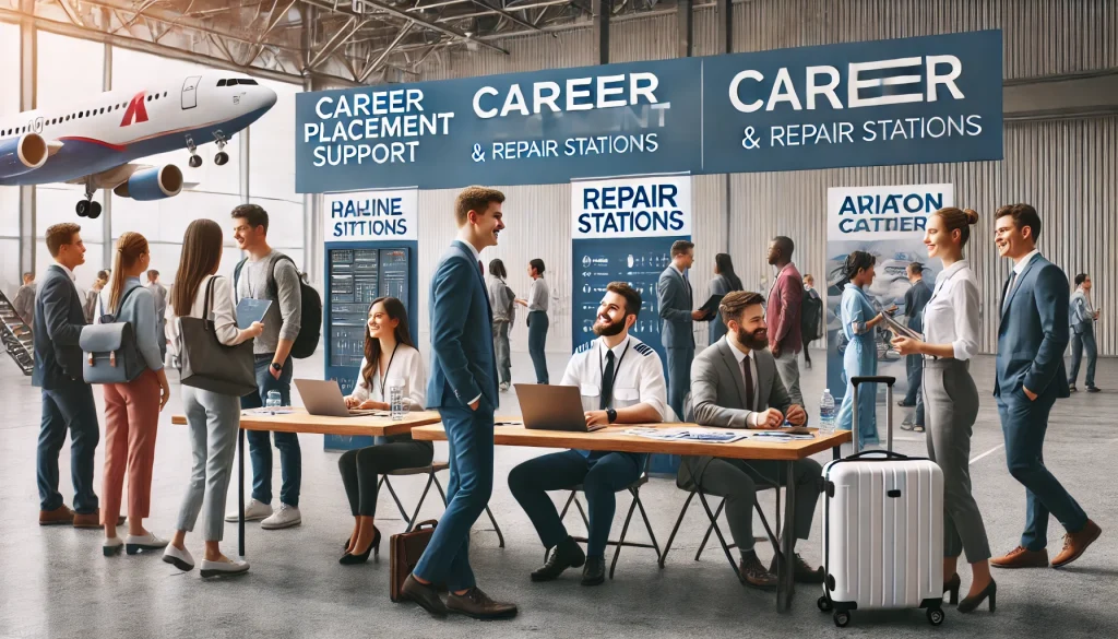 people at an aviation job fair
